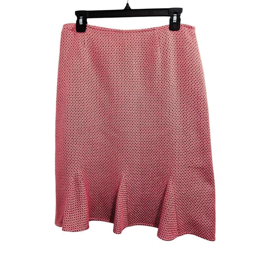 Tweed Knee Length Pink Wool Pleated Skirt. Size 8. Glinda vibes.